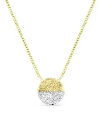 14K Yellow Gold Pave Diamond Circle Pendant 1
