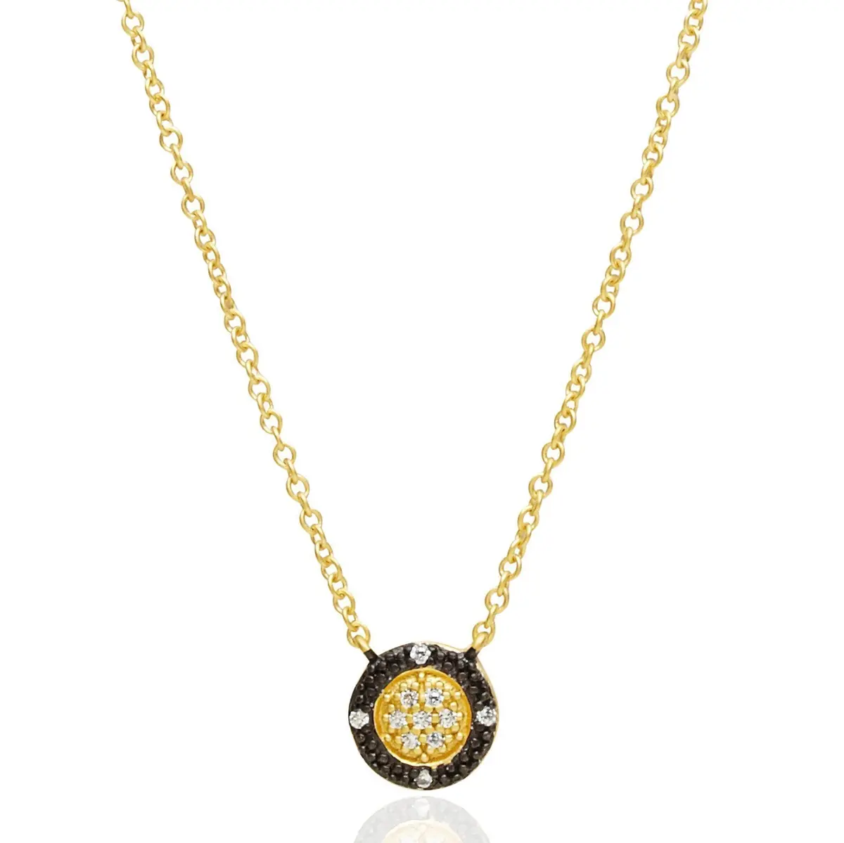 Frieda Rothman Two-Tone Pavé Round Necklace 1