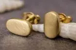 14K Yellow Gold Matte' Oval Stud Earrings 1