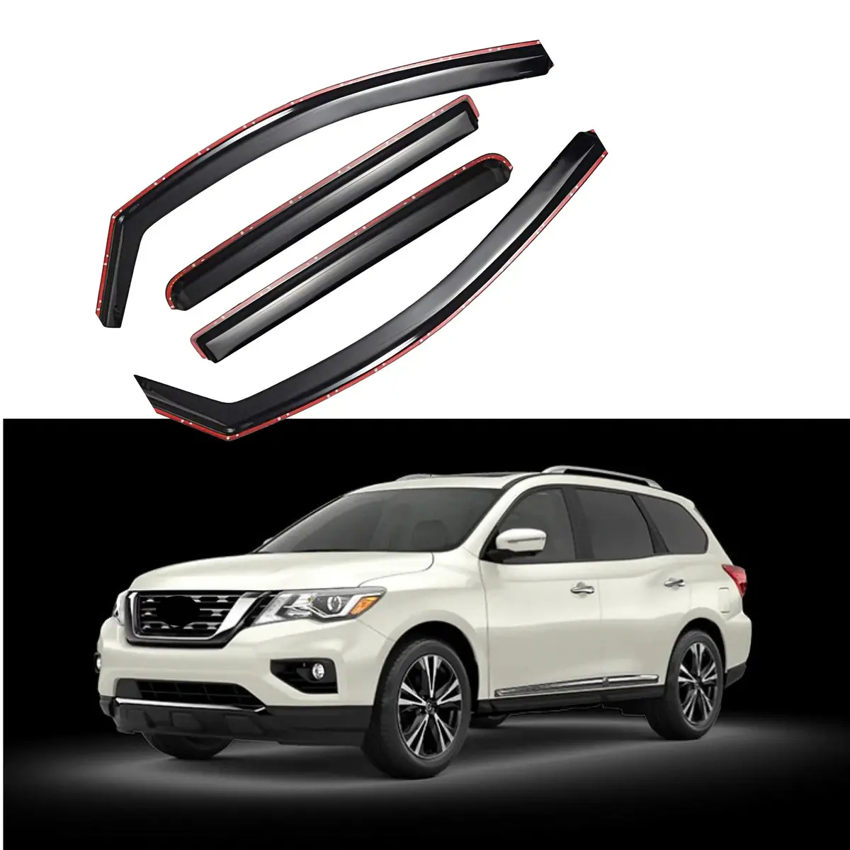 Fit 2013-2021 Nissan Pathfinder In-Channel Vent Window Visors Rain Sun Wind Guards Shade Deflectors 1