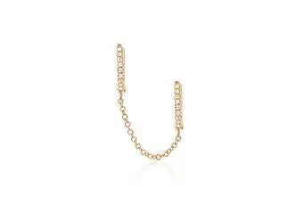 14K Yellow Gold Diamond Double Chain Earrings 1