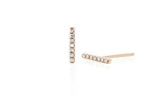 14K Yellow Gold Diamond Pave Bar Studs 1