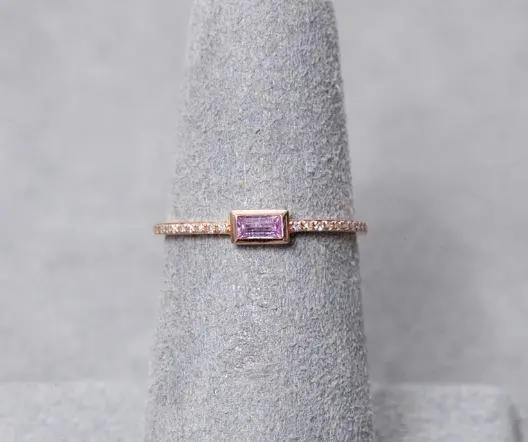14K Yellow Gold Pink Sapphire Baguettes And Diamond Fashion Ring 1
