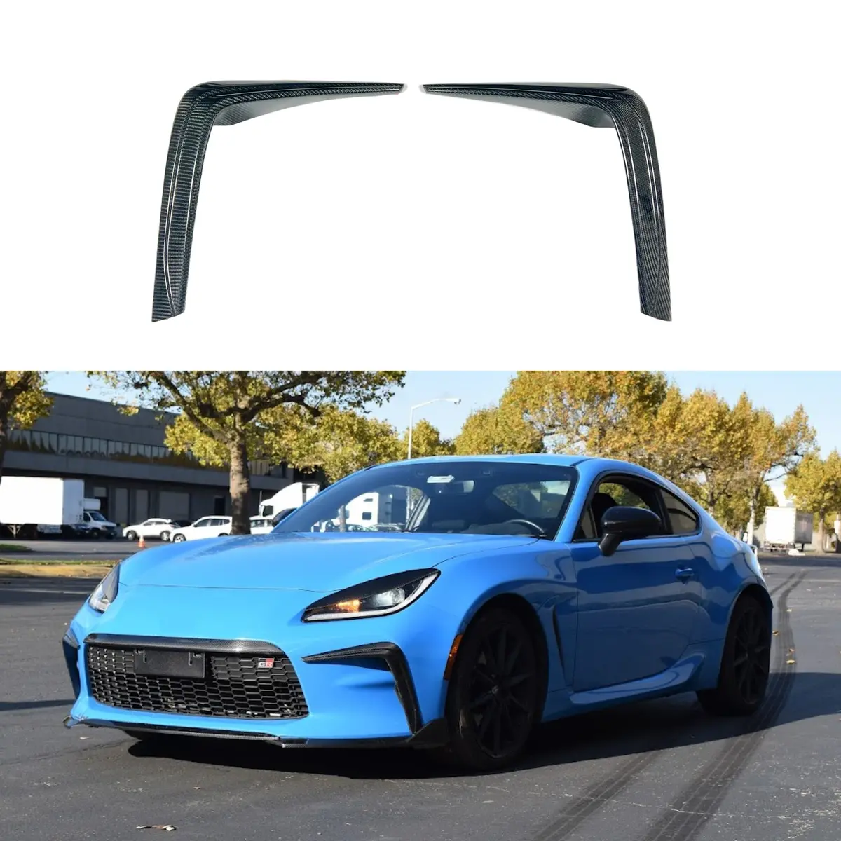 Fits 2022-2025 Toyota Gr86 Real Carbon Fiber Front Bumper Vent Garnish Canards 2Pcs 1