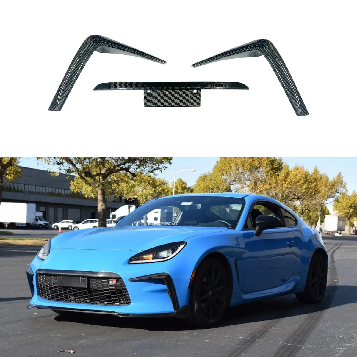 Fits 2022-2025 Toyota Gr86 Real Carbon Fiber Front Bumper Vent Garnish Canards W/ Plate 1
