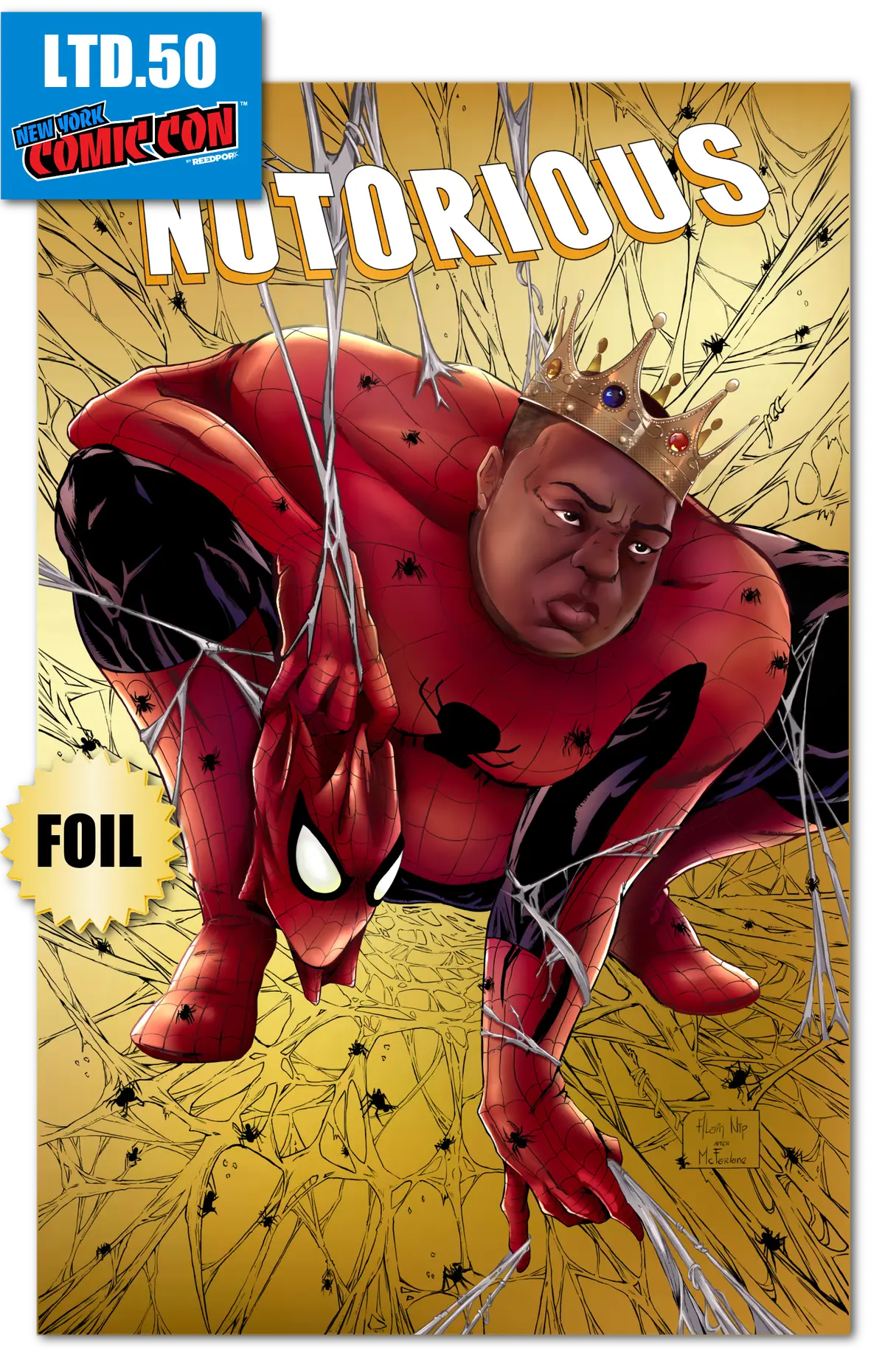 Nycc 2024 Tribute: Notorious Big Spider-Biggie Gold Foil Alain Nip /50 1