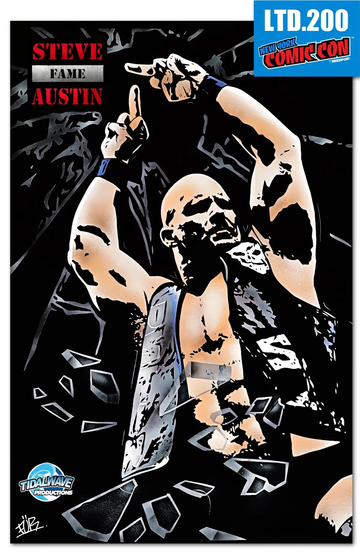 Nycc 2024 Exclusive Fame: Stone Cold Steve Austin Trade Dress Middle Finger Spray Paint Fur /200 1
