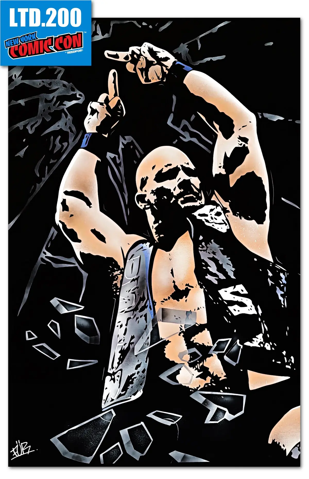 Nycc 2024 Exclusive Fame: Stone Cold Steve Austin Virgin Middle Finger Spray Paint Fur /200 1