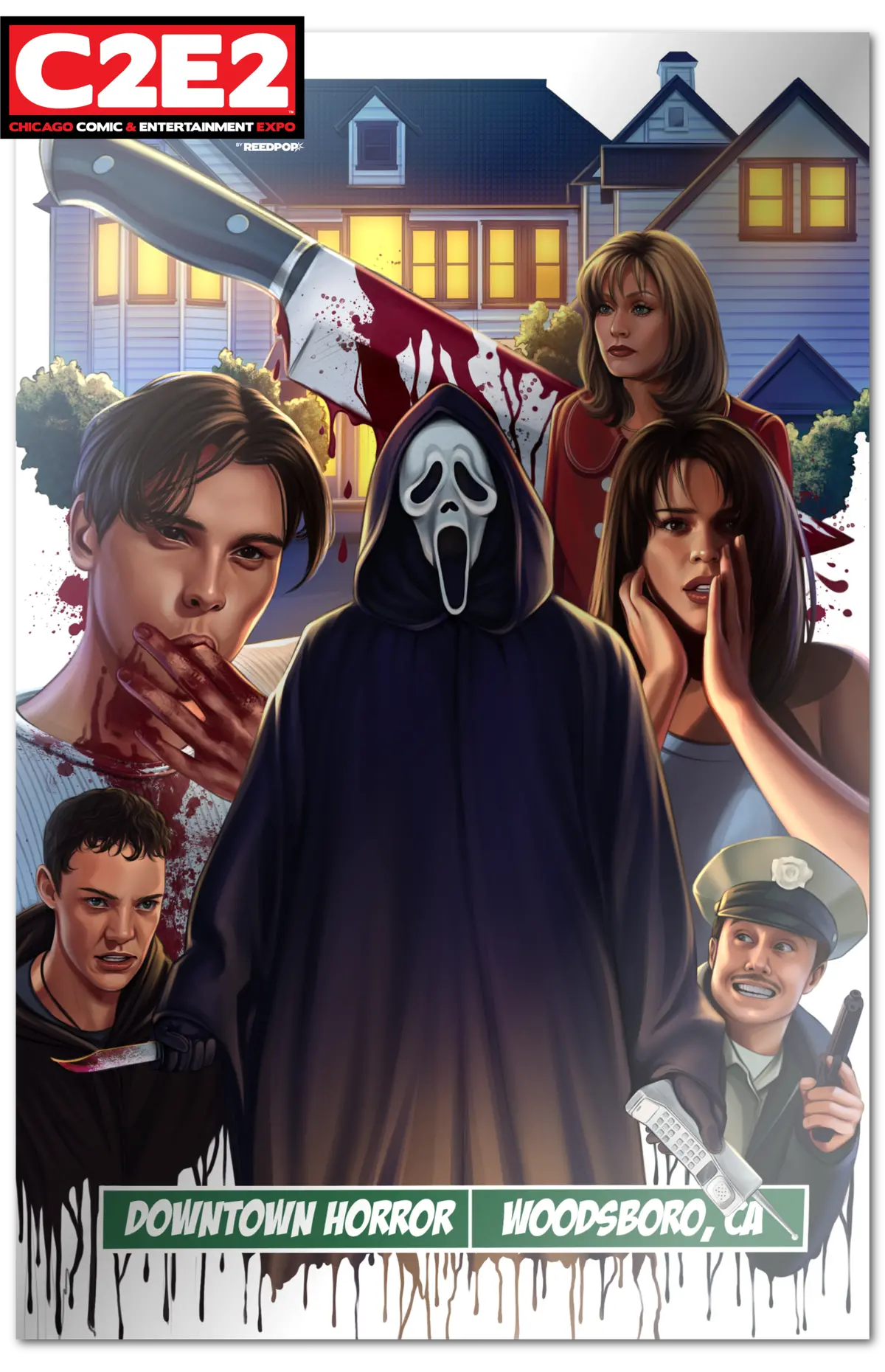 **Friday 7Pm Est** C2e2 2026 Birth Of A Slasher "Downtown Horror #2" Chrome Foil Exclusive Karina Belous /100 1