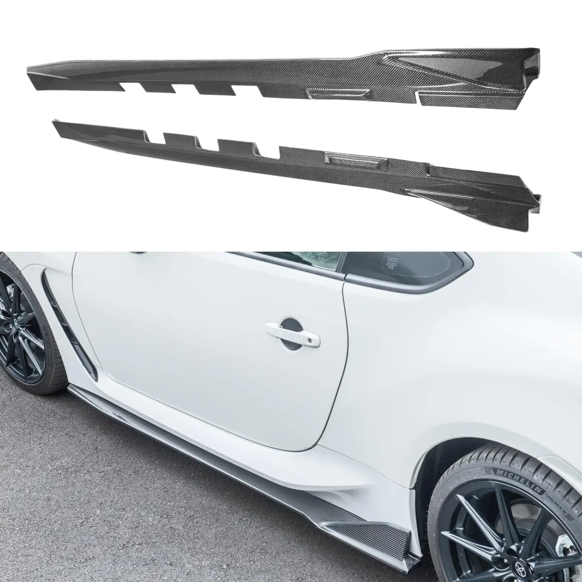Fits Toyota Gr86 2022-24 Carbon Fiber Jdm Racing Style Body Kit Side Skirts 1