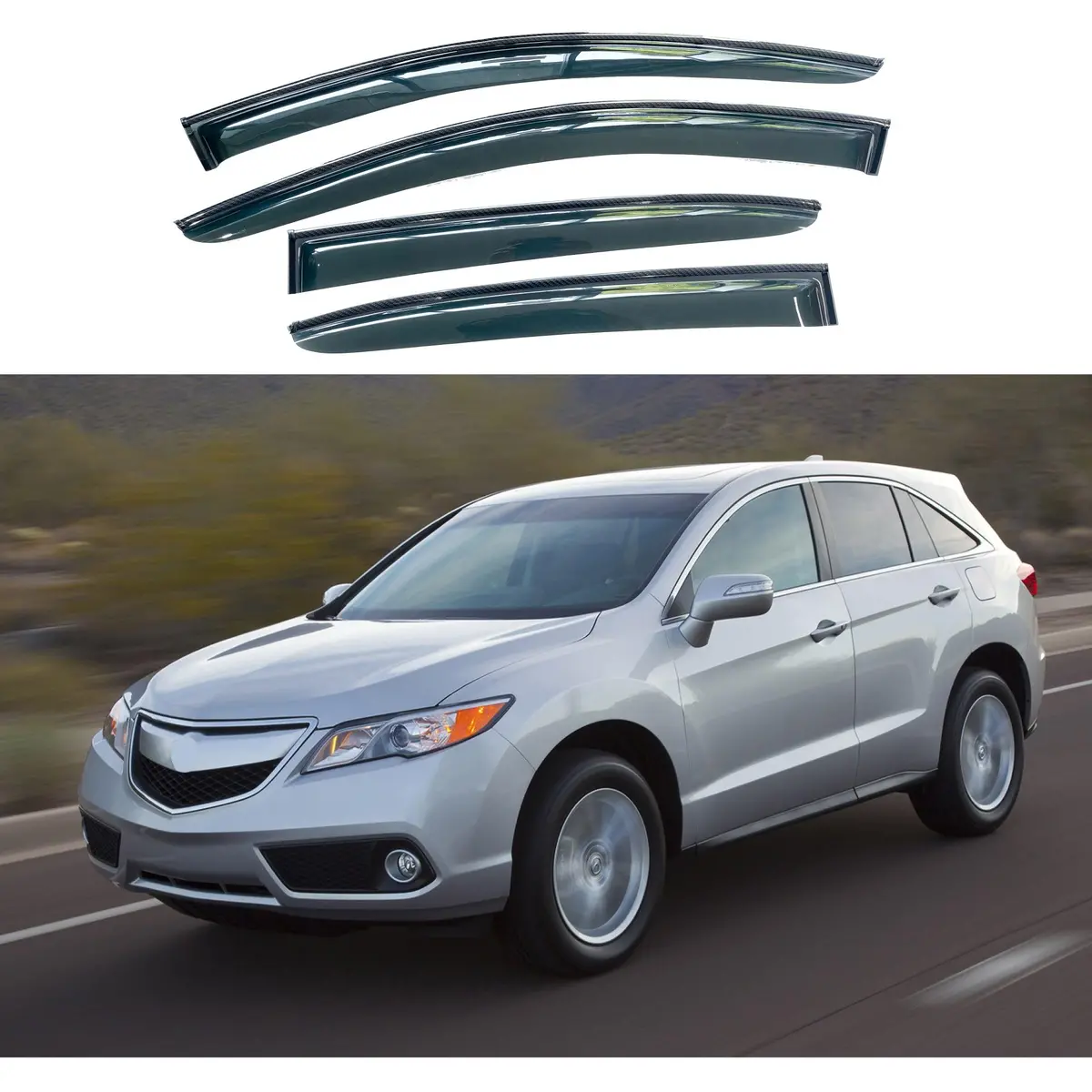 Fits 2013-2018 Acura Rdx  Carbon Fiber Print Window Visors Rain Guards Vent Deflector 1