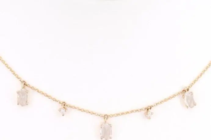 14K Yellow Gold Rosecut Sapphire And Diamond Necklace 1
