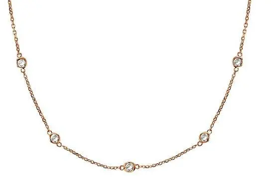 14K Rose Gold Diamond By The Yard Necklace - .32Ct Total Weight 1