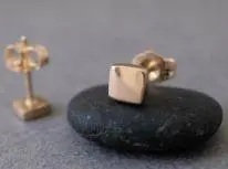 14K Rose Gold Matte Square Stud Earrings 1