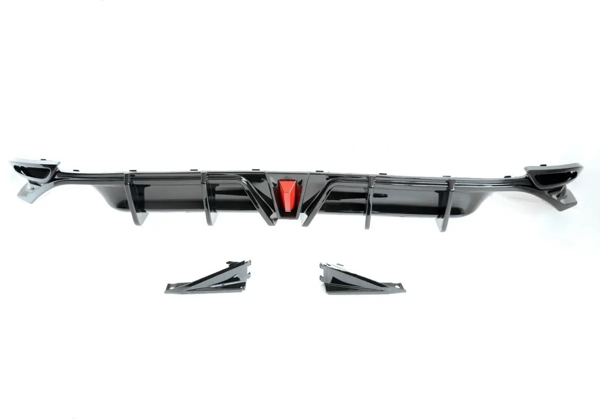 Fit For 2018-2024 Toyota Camry Le Xle Rear Bumper Lower Diffuser Spoiler With Led Light (Gloss Black) 2