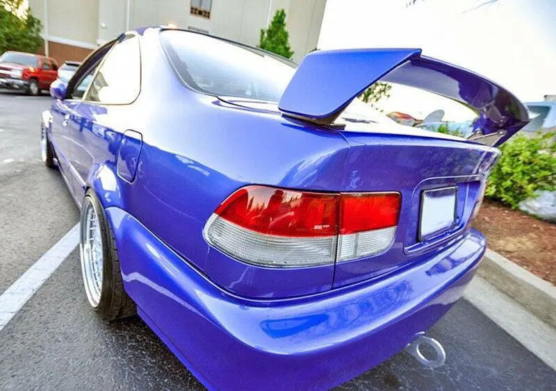 Fit For 1996-2000 Honda Civic Coupe Mugen Style Primer Black Rear Trunk Lid Wing Spoiler (Primer Black) 1