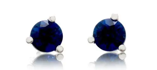 14K White Gold Sapphire Stud Earrings 1