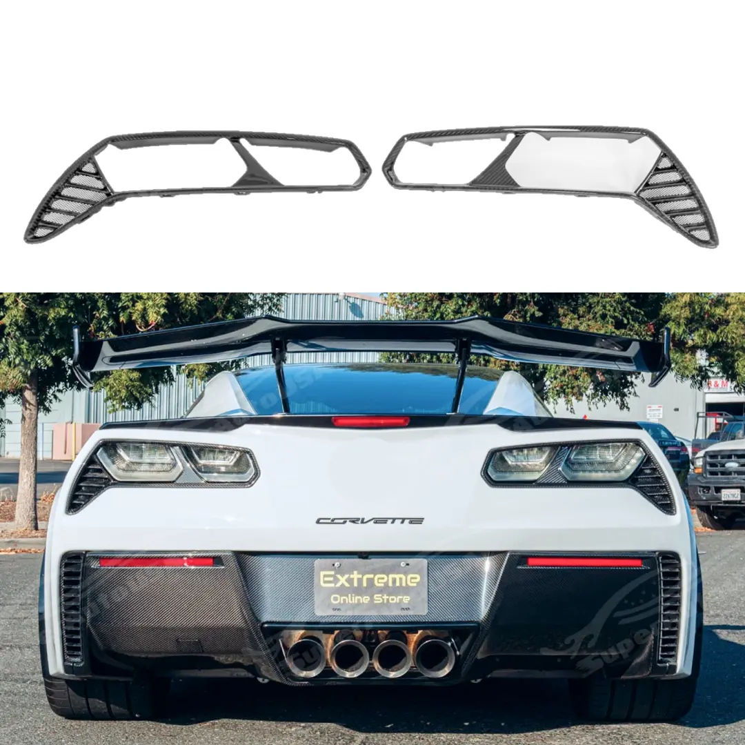 Fits Corvette C7 2014-2019 Gm Factory Style Carbon Fiber Rear Tail Light Trim Bezels 1