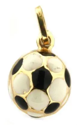 18K Yellow Gold Enamelled Black & White Soccer Ball Pendant 1