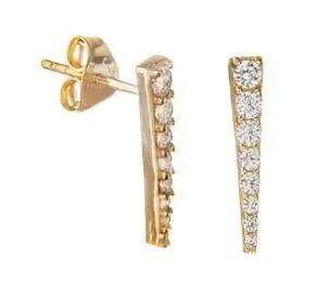14K Yellow Gold Graduated Cz Staple Stud Earrings 1