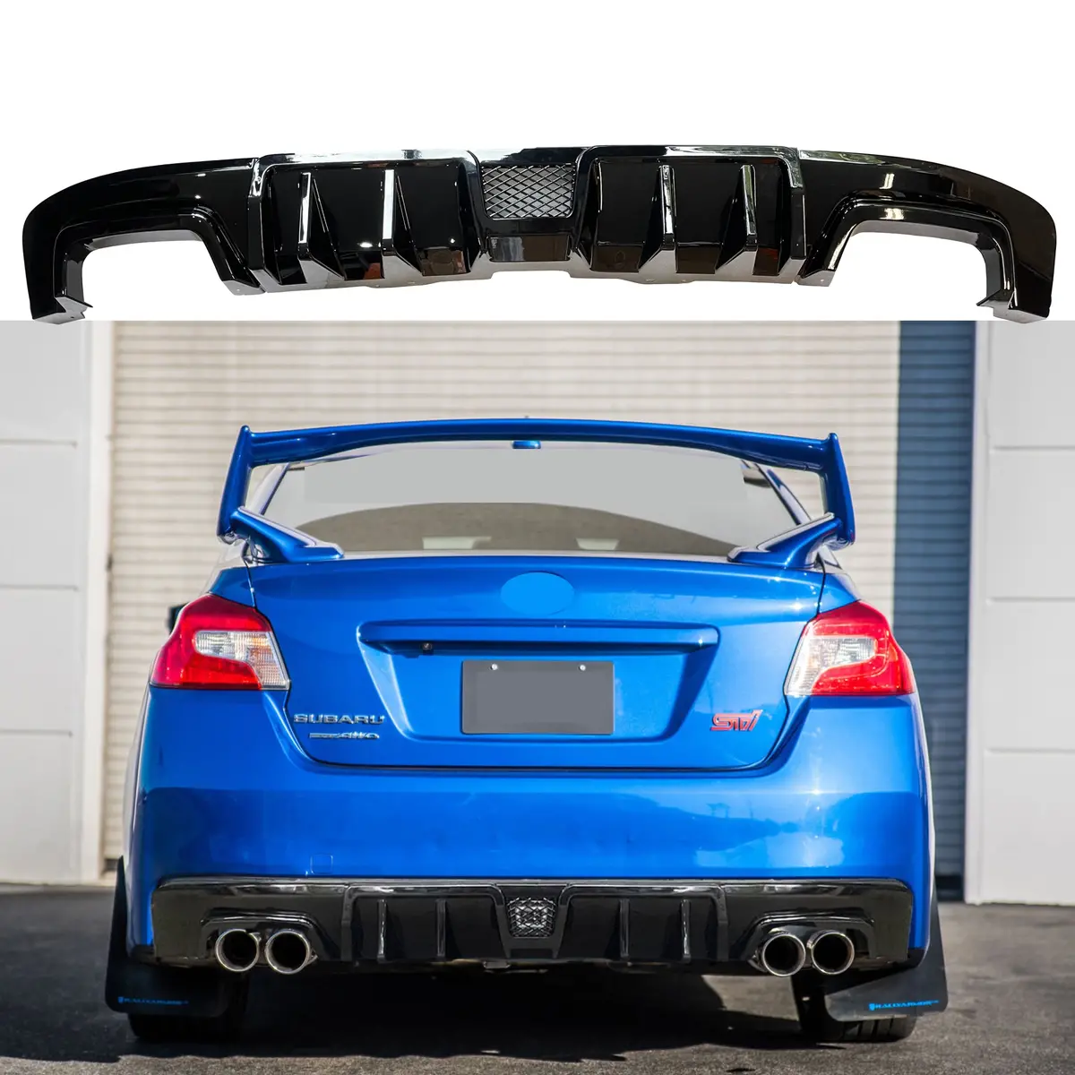 2015-2021 Subaru Wrx Sti Va - Rear Diffuser - Gloss Black / Carbon Fiber Print 1