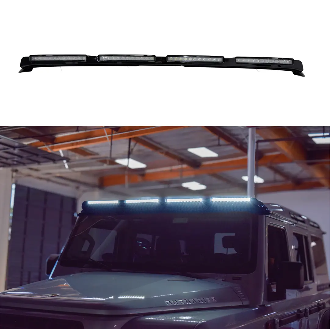 Fits Ineos Grenadier 2024-2026 Glossy Black Roof Light Top Lamp Four Light Bars 1