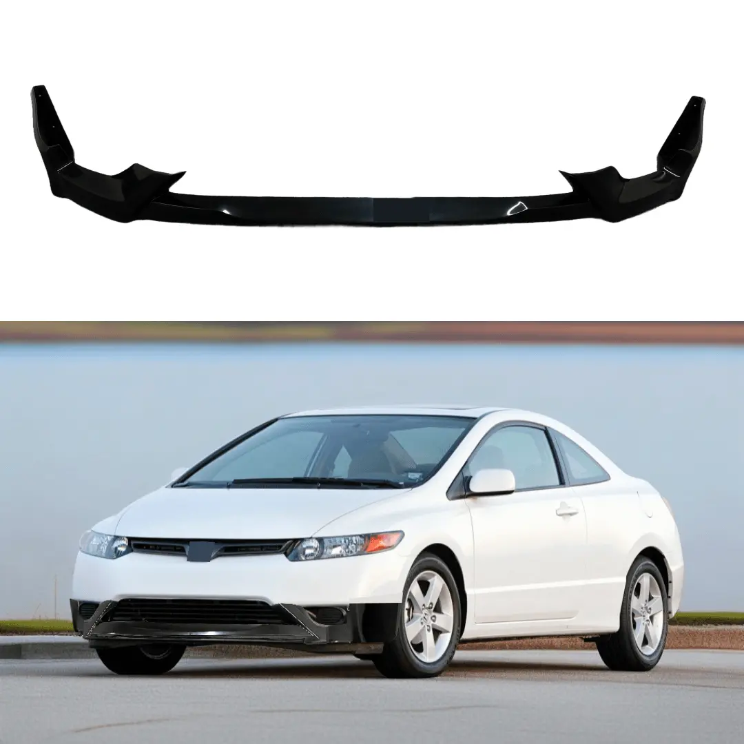 Fits 2006-2008 Honda Civic Coupe Pu Mugen Style Front Lip Splitter 1 Piece Spoiler 1
