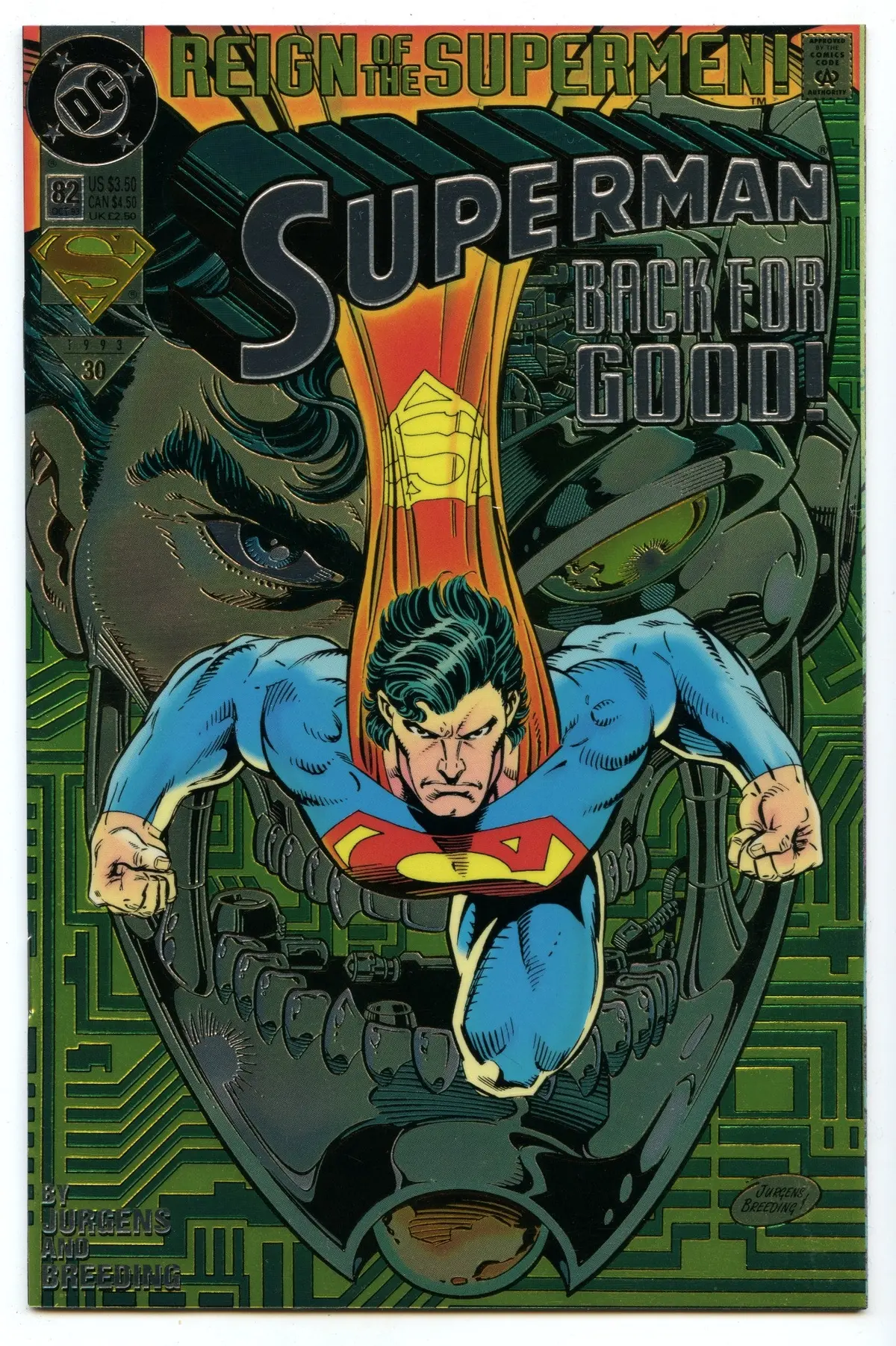 Superman V2 82 (Oct 1993) Nm- (9.2) - Collector's Edition Chromium Cover 1