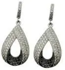 Sterling Silver Chocolate & White Cz Teardrop Earrings 1
