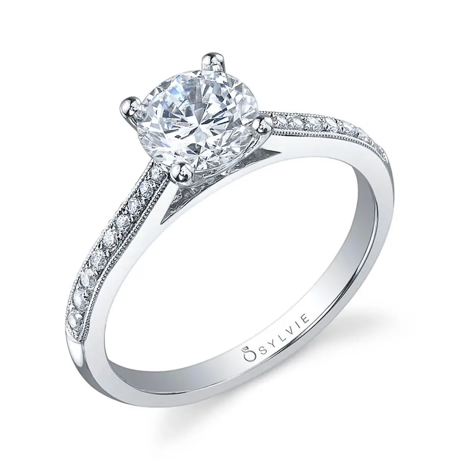 14K White Gold Diamond Engagement Ring (Center Stone Not Included) 1