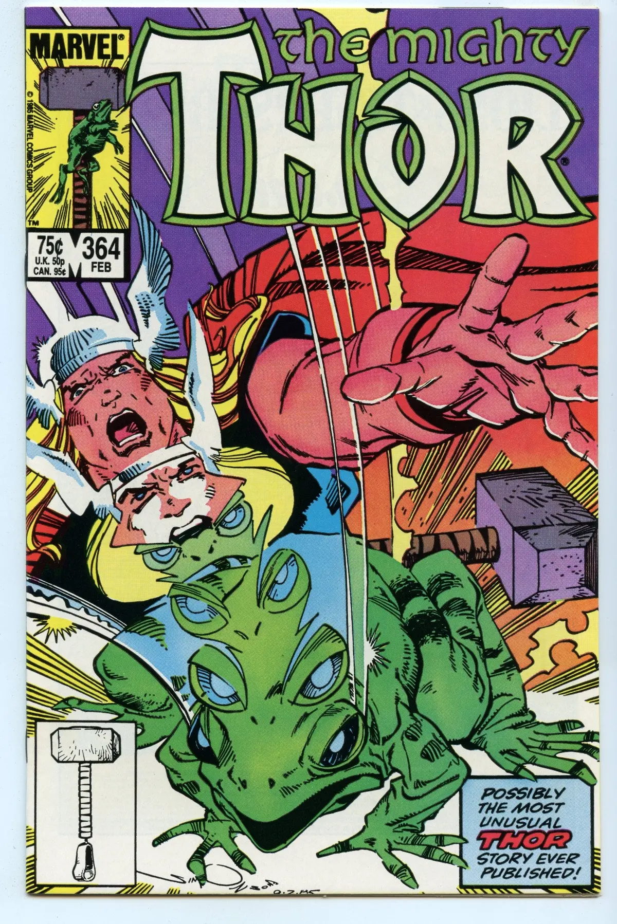 Thor 364 (Feb 1986) Nm- (9.2) - Intro Puddlegulp (Becomes Frog Thor) 1
