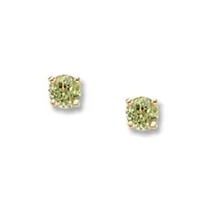 14K Yellow Gold 4Mm Peridot Stud Earrings 1