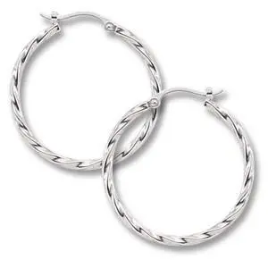 14K White Gold Twisted Tube Hoops 1