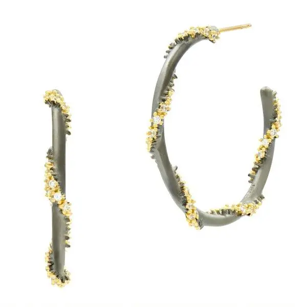 Frieda Rothman Midnight Pave Roped Hoop Earring 1