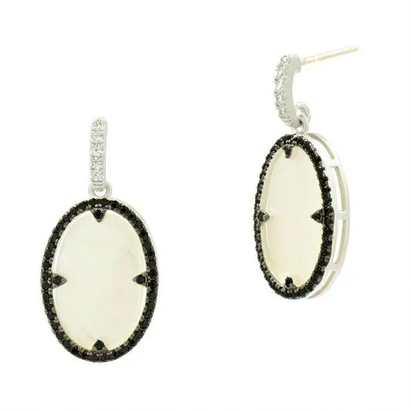 Frieda Rothman Industrial Finish Mother Of Pearl Oval Short Drop Earring 1