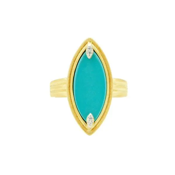 Frieda Rothman Sterling Silver Gold Plated Fleur Bloom Empire Turquoise Statement Ring 1