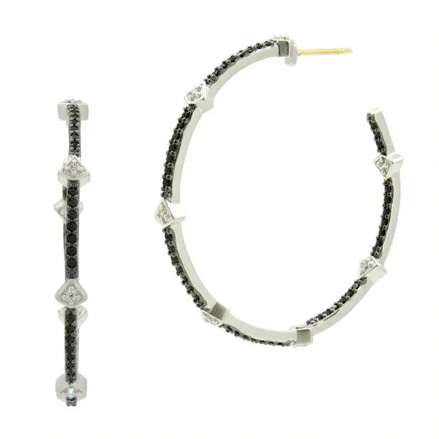 Frieda Rothman Industrial Finish Arrow Station Hoop Earrings 1