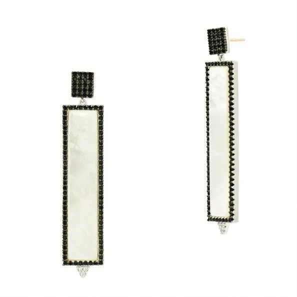 Frieda Rothman Industrial Finish Mother Of Pearl Rectangle Earring 1