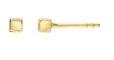 14K Yellow Gold Tiny Cube Earrings 1