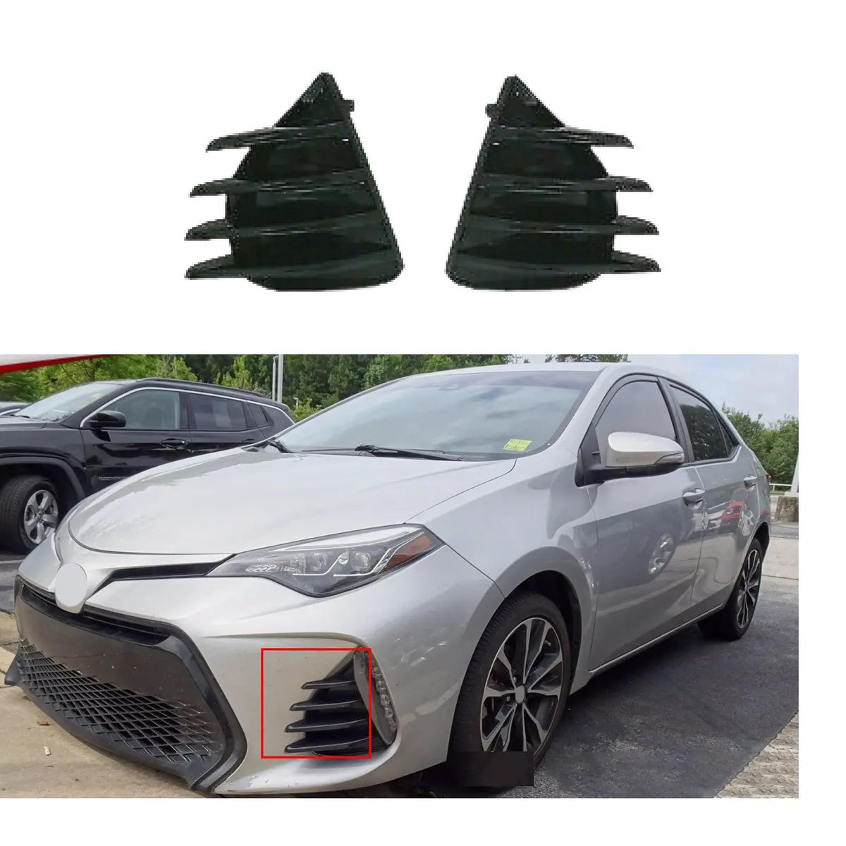 Fits 2017-2019 Toyota Corolla Se Xse Drl Fog Light Bezel Left Right Pair Cover Set 1