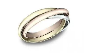 14K Tricolor Rolling Ring 1