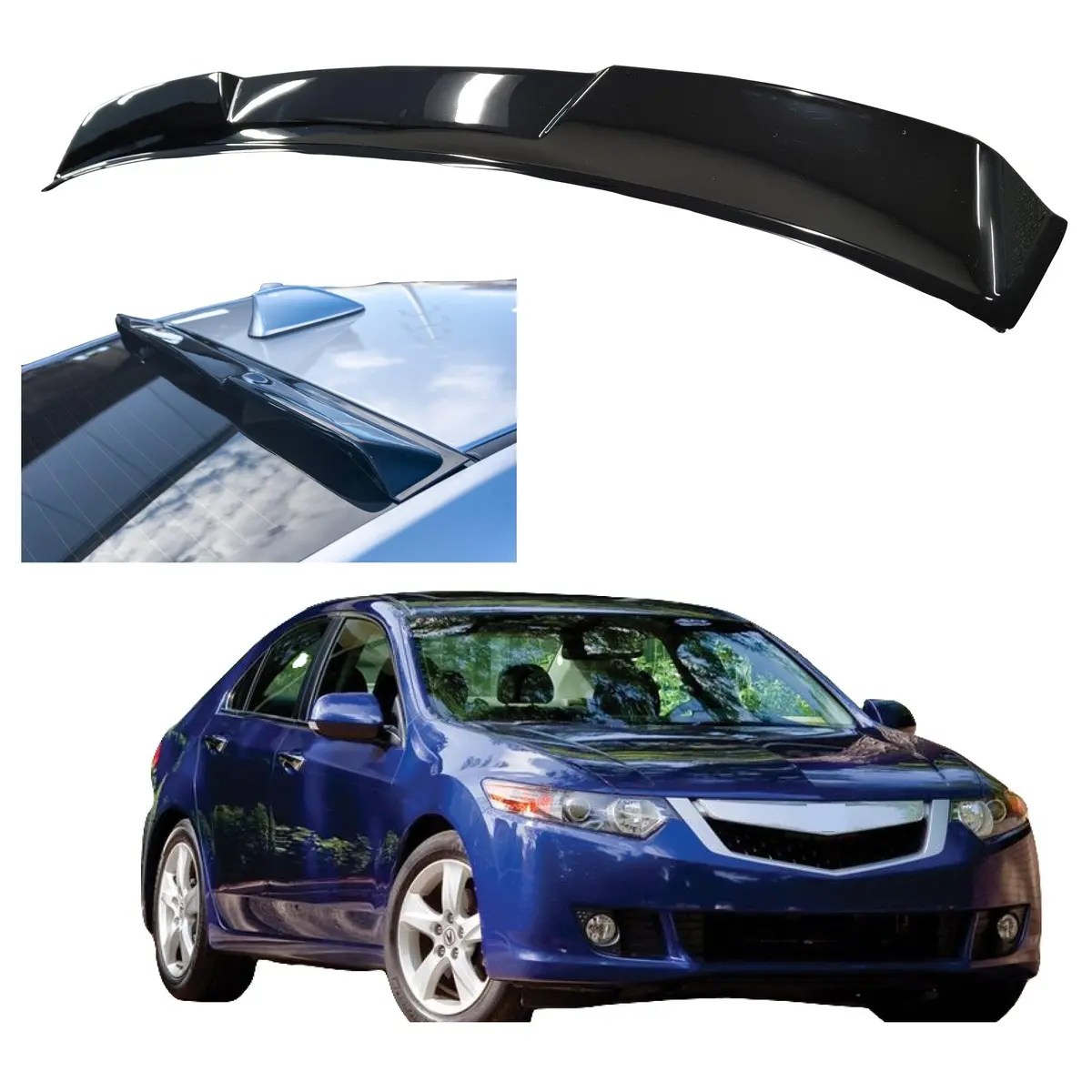 Fits 2009-14 Acura Tsx Gloss Black V Style Rear Roof Window Visor Spoiler 1