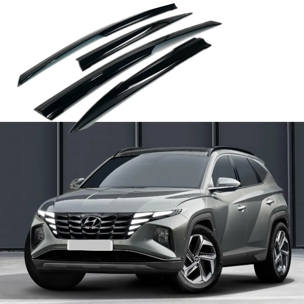 For Hyundai Tucson 2019-2021 3D Mugen Style Vent Window Visors Rain Sun Wind Guards Shade Deflectors 1