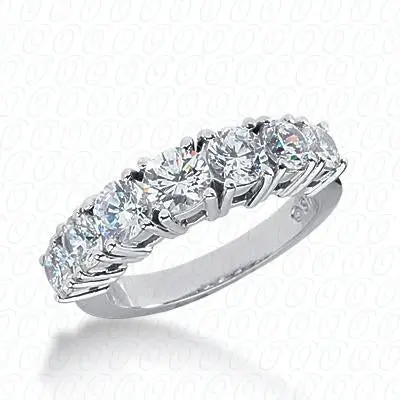 14K White Gold Diamond Shared Prong Wedding Band 1
