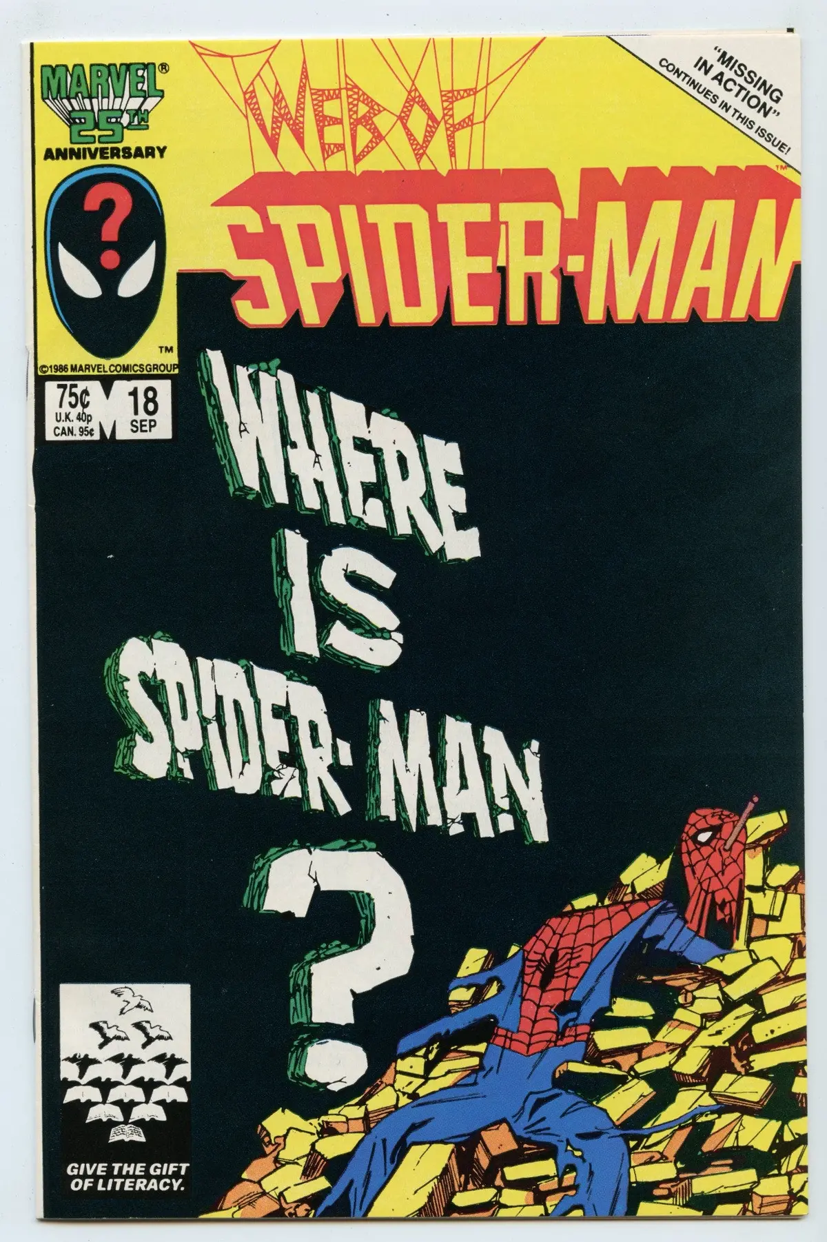 Web Of Spider-Man 18 (Sep 1986) Nm- (9.2) - 1St Appearance Venom (Off Panel) 1