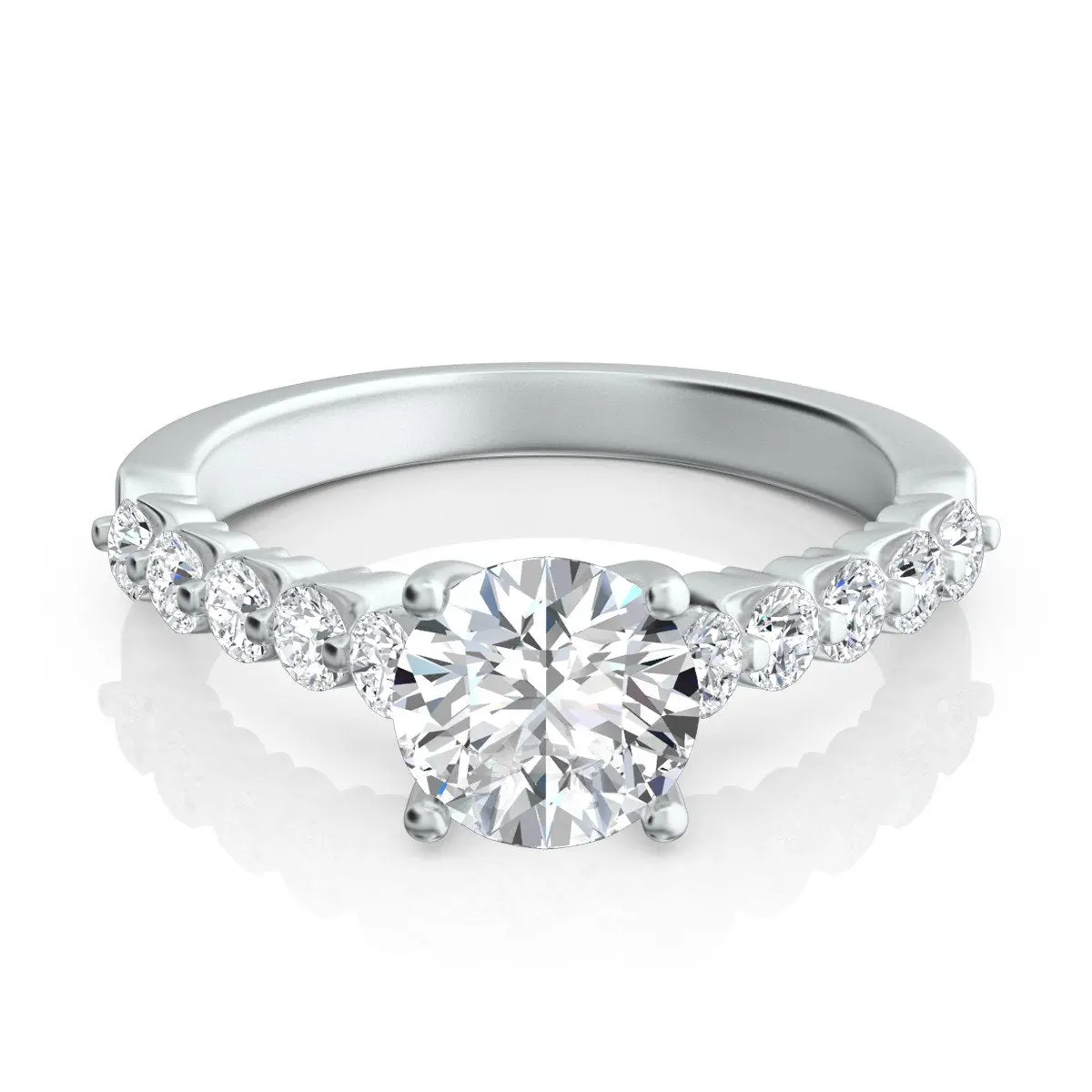 Platinum "Royal Prong" Diamond Engagement Ring With Diamond Sides(Center Stone Not Included) 1