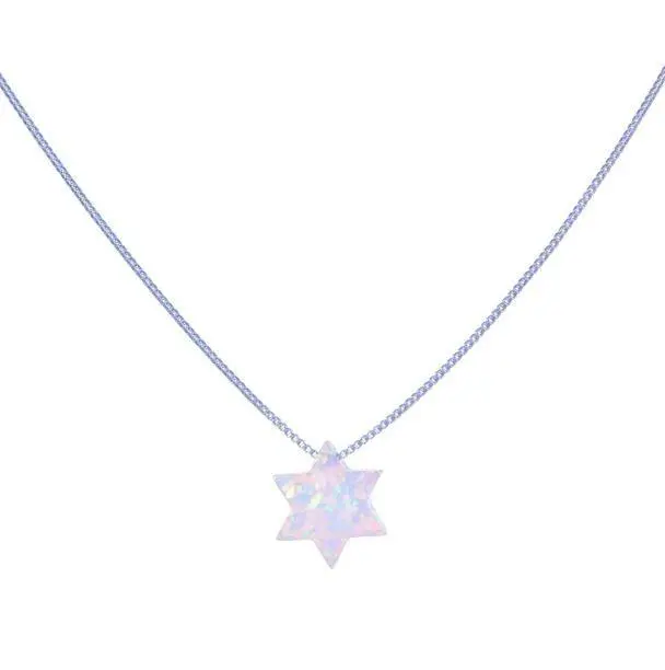 Opalite Star Of David Pendant On Sterling Silver Chain 1