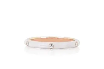 14K Yellow Gold White Enamel Stackable Band 1