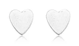 14K White Gold Medium Plain Heart Earrings 1
