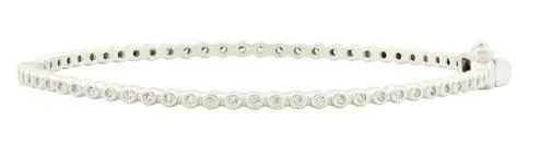 Freida Rothman Sterling Silver Signature Bezel Pave Hinge Bangle Bracelet 1